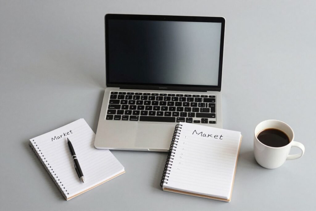 Beginner choosing an affiliate marketing niche using notes and research