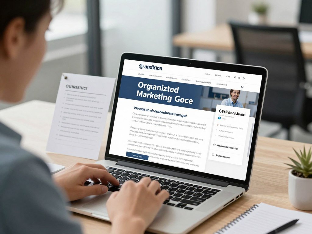Business owner reviewing AI generated marketing content