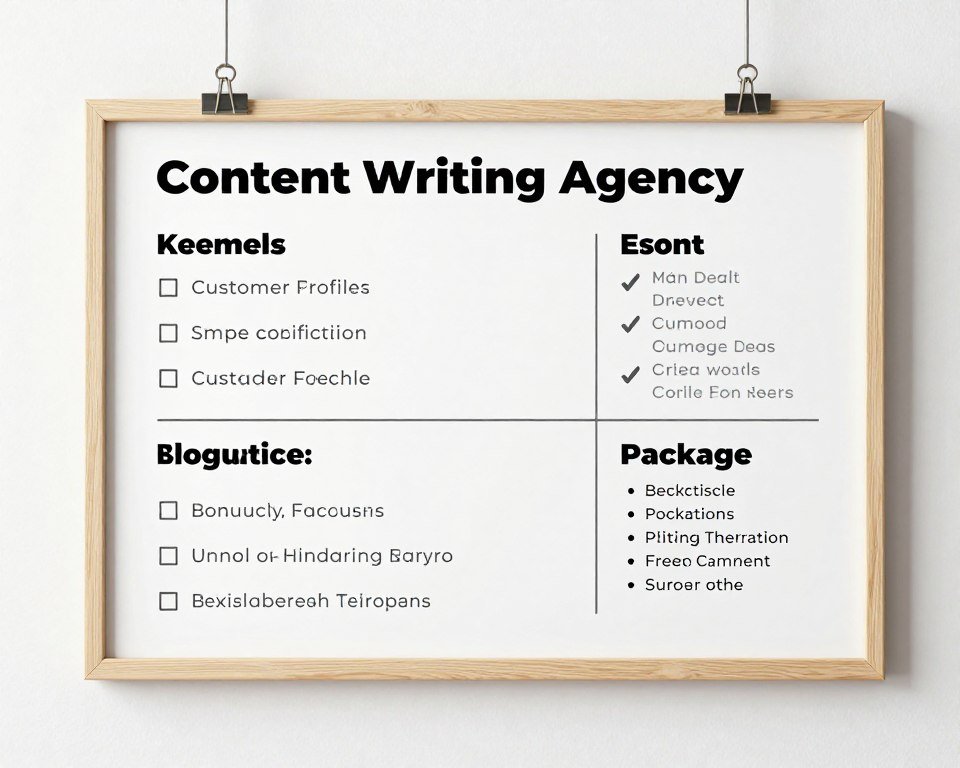 Content writing niche planning board for a new AI writing business
