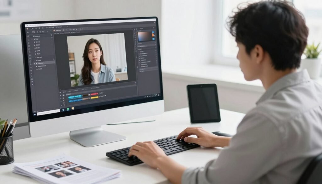 Designer learning new AI tools through online course and experimentation