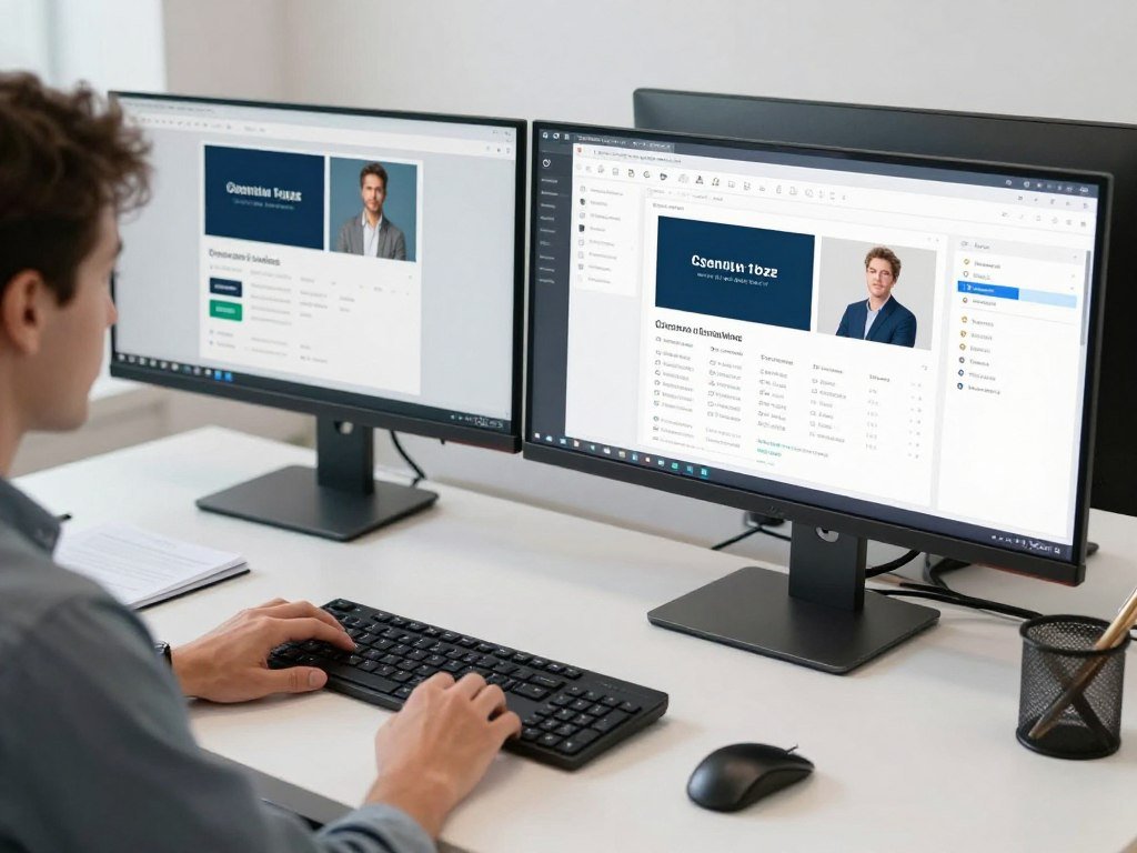 Designer working on client project with organized workflow and communication tools