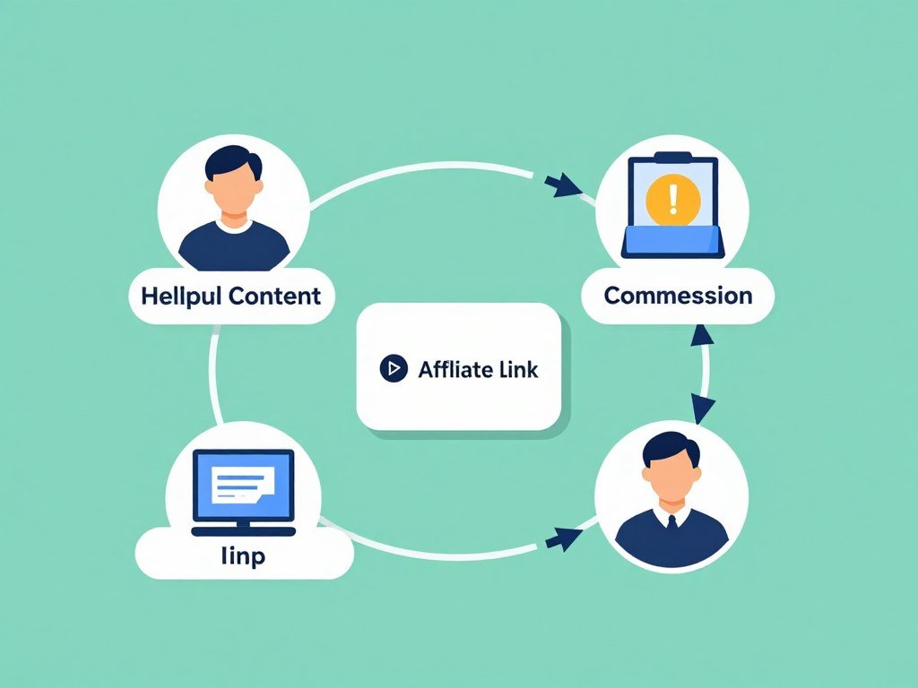 Simple affiliate marketing link and commission diagram