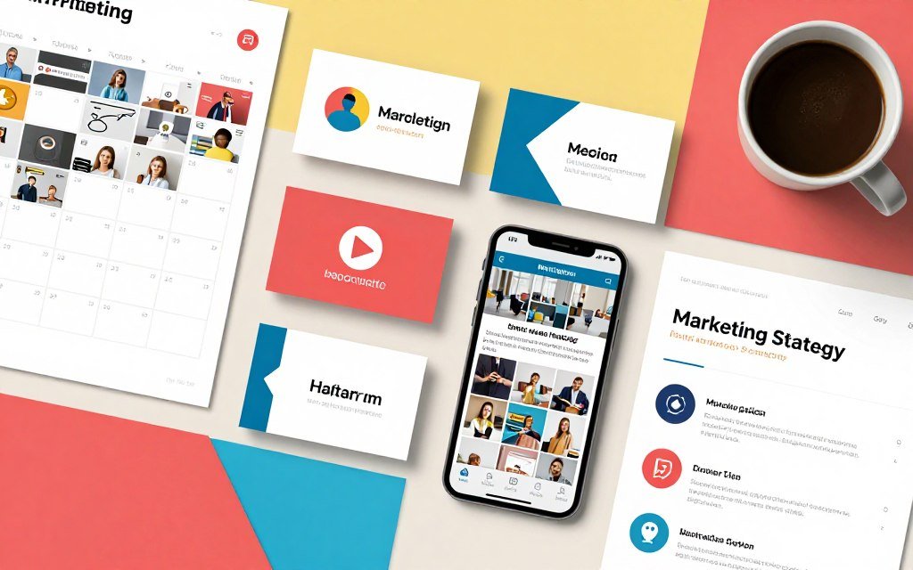 Social media marketing content calendar and design business promotion materials
