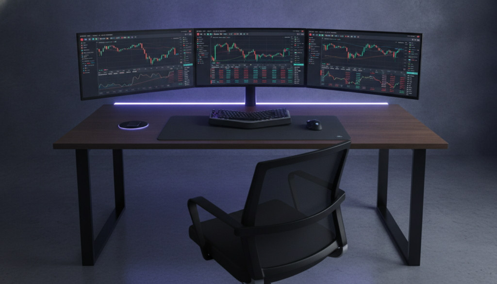 multi-monitor trading setup for crypto investors