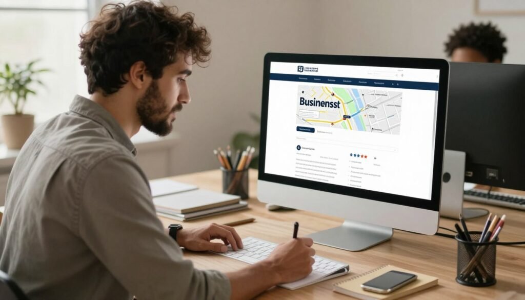 Freelancer researching a local business before pitching