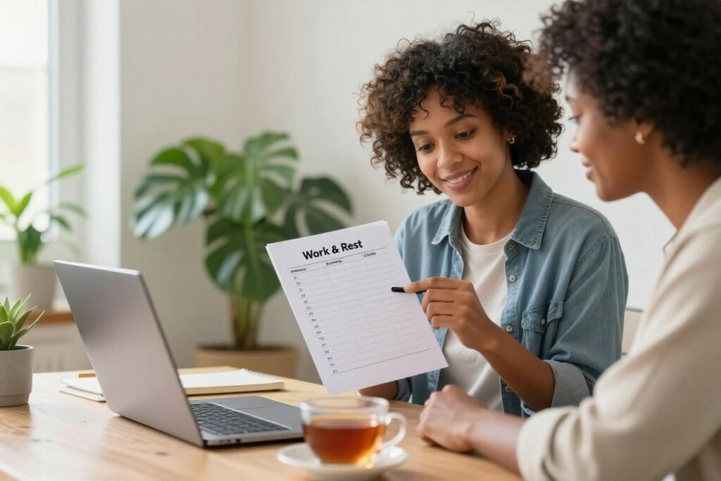 Person reviewing a calm weekly energy plan for managing energy when you have other jobs