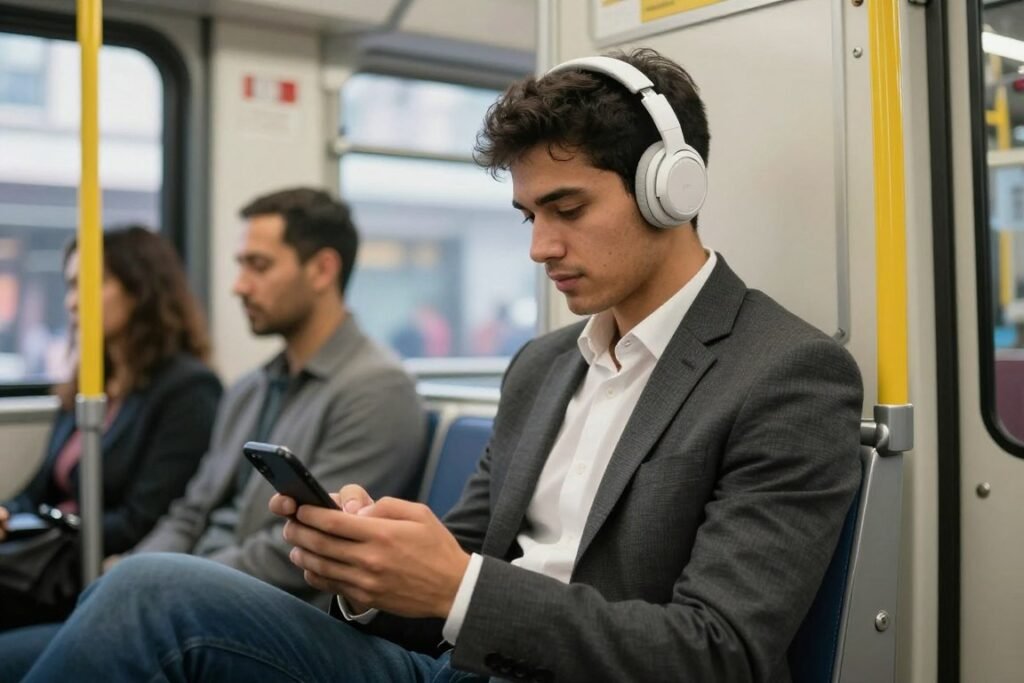Person using podcasts for commute productivity and learning